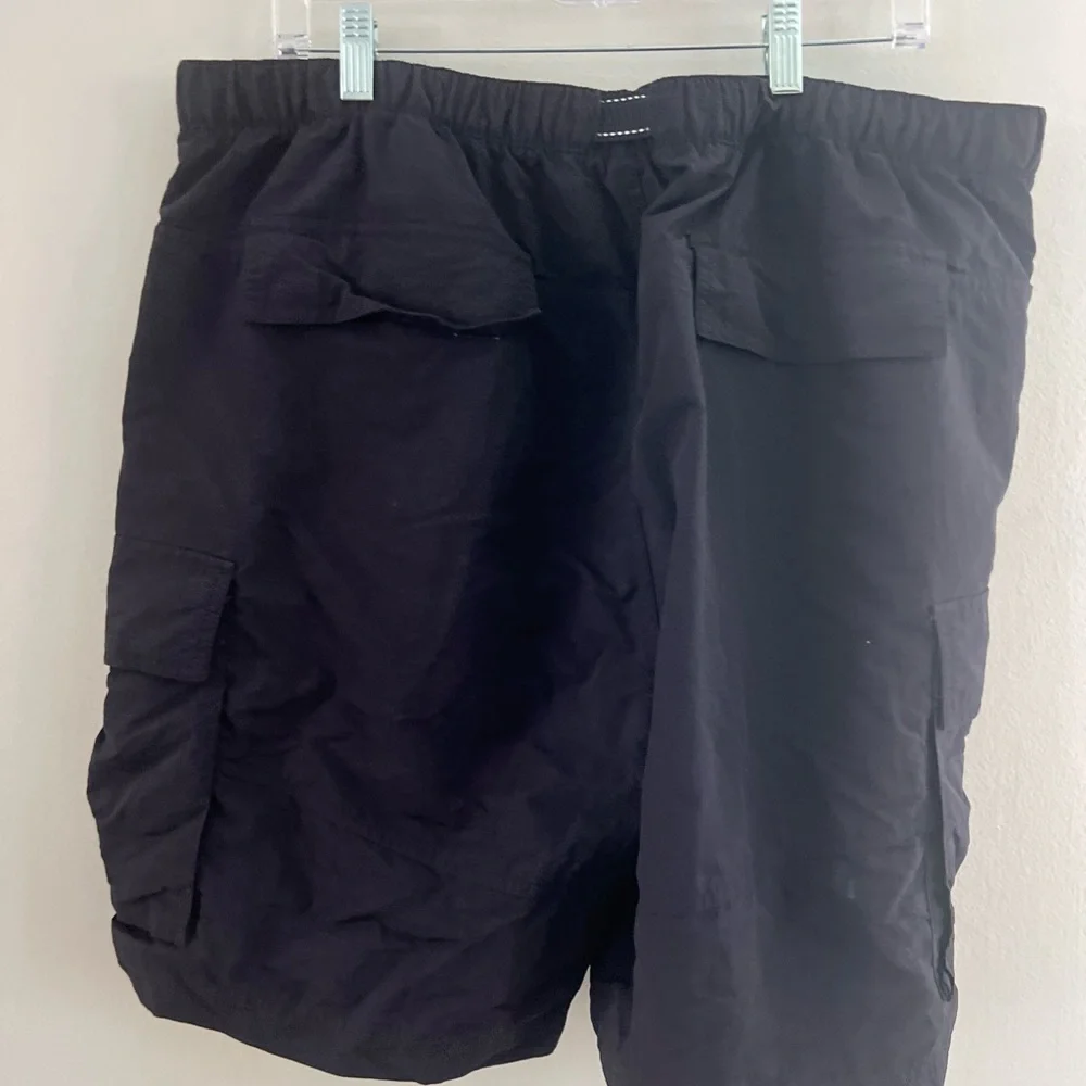 Lands End Mens‎ Board Swim Shorts Black Adjustable Waist Cargo Pockets XL 40-42